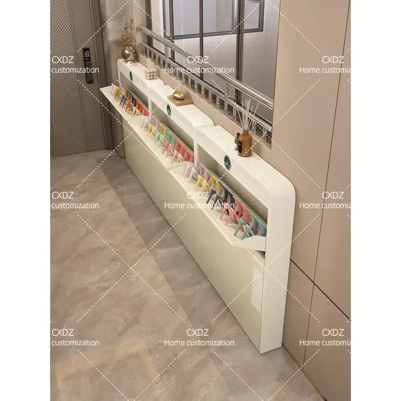 Narrow Shoe Cabinet with Lock for Door Aisle Integrated Two-in-One Large Capacity Multi-Layer Storage Locker