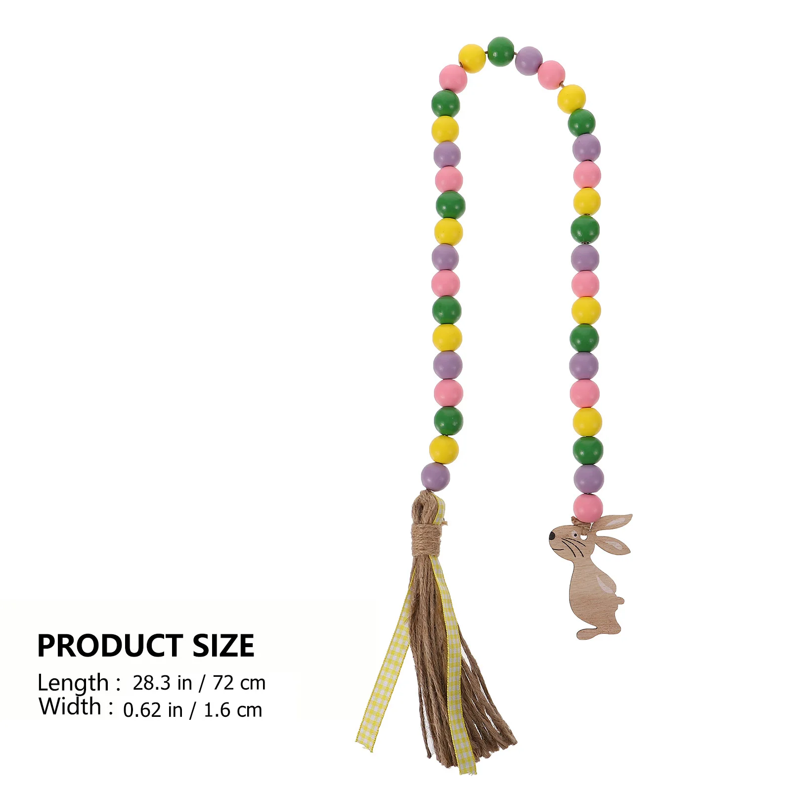 Perles en bois de lapin à pampilles colorées, 3 pièces, décoration murale suspendue pour la maison, décoration de perles en bois, ornements d'intérieur pour la maison