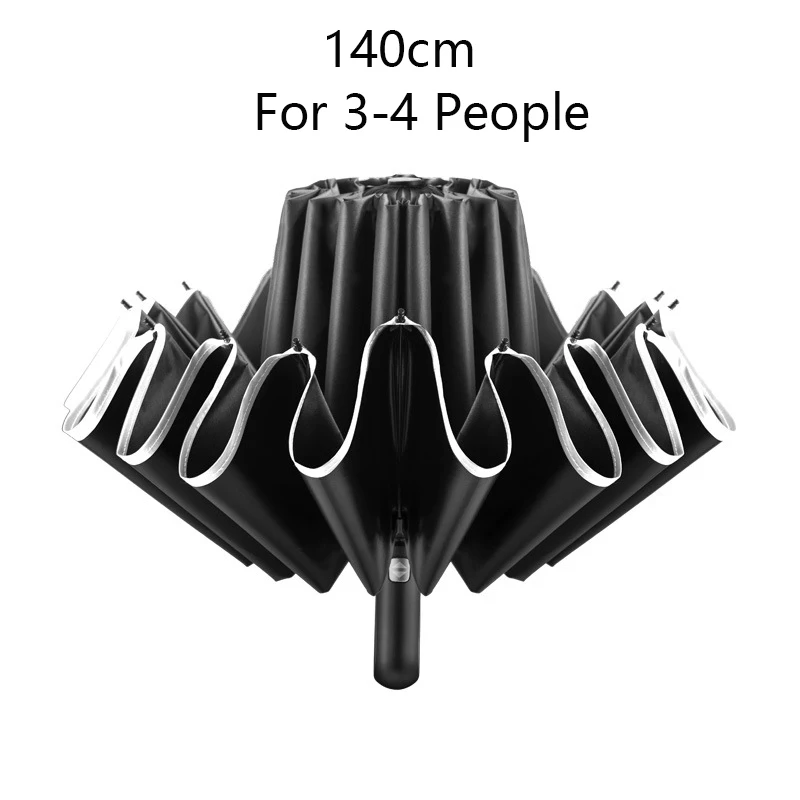 Automatic Umbrella 140cm Super Big Female Male Luxury Business Windproof Umbrellas Rain Reflective Stripe Parasol