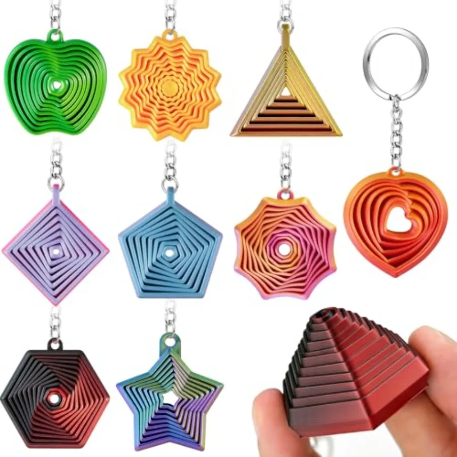 New product tasting price 9PCS Fidget Toys Geometric Keychain Charms, 3D Printed Stress Relief Sensory Toy, Expandable Fidget T