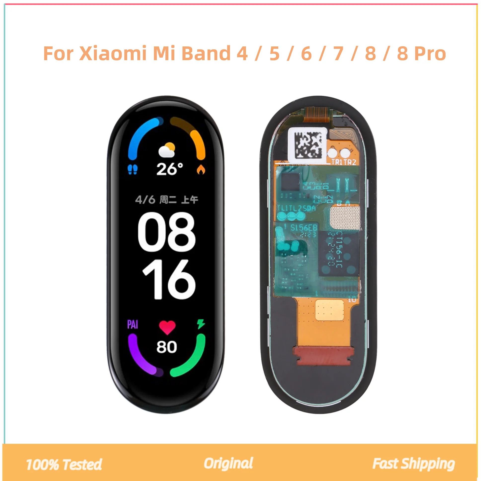 LCD Screen for Xiaomi Mi Band 4 / 5 / 6 / 7 / 8 / 8 Pro Digitizer Full Assembly Wristband Bracelet Watch Repair Spare Part