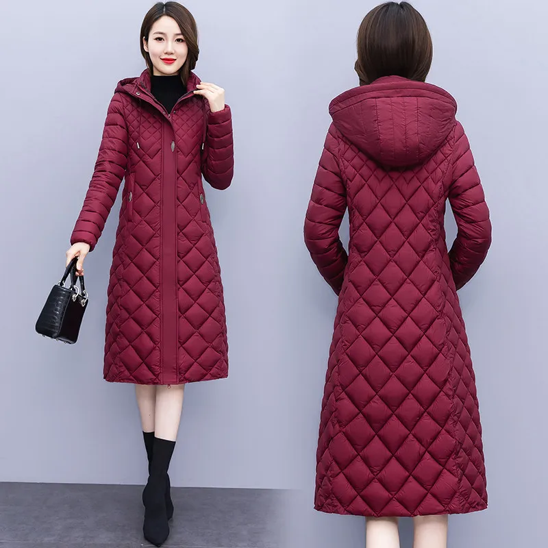 

Новое женское легкое пуховое хлопковое пальто с хлопковой подкладкой, длинная осенне-зимняя куртка большого размера, женское пальто-парка со съемным капюшоном