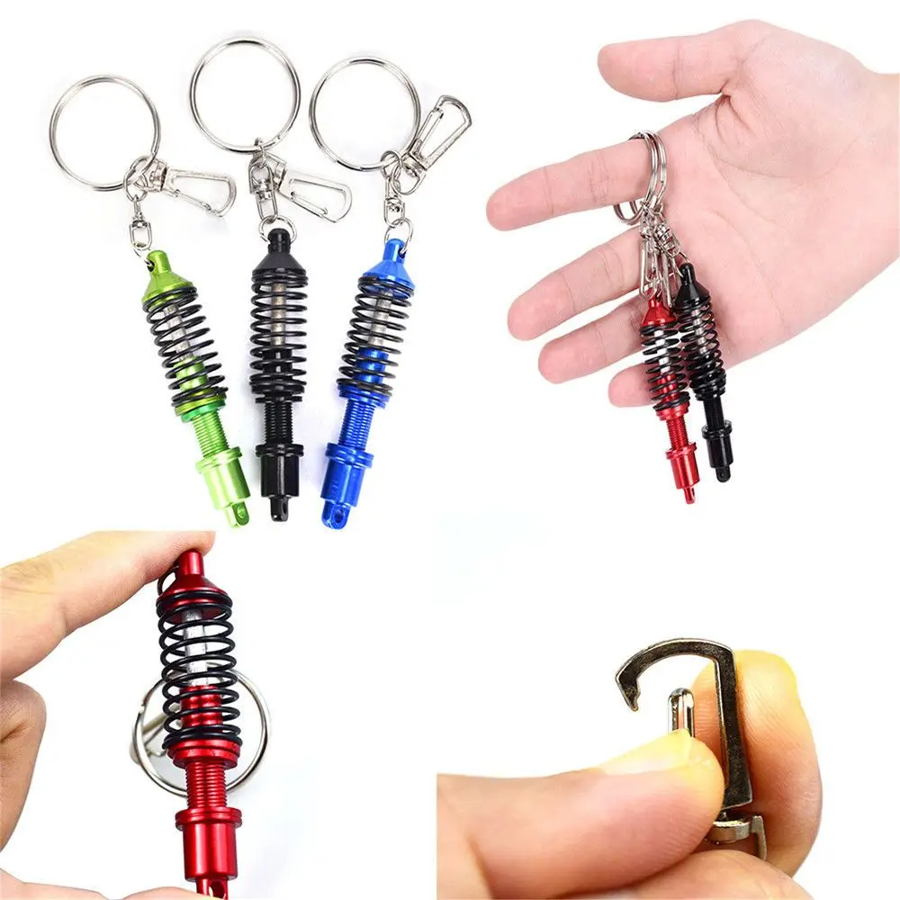 1Pc Adjustable Coilover Spring Car Part Shock Absorber Keyring Alloy Keychain Keyring Spring Shock Absorber Creative Gift