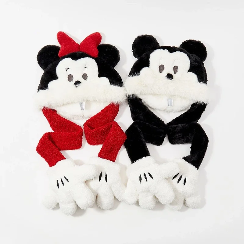 

Disney Mickey Minnie Plush Hat Mickey Big Palm Gloves Warm Ear Protection Hat Autumn And Winter