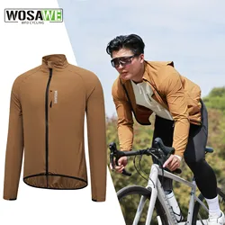 WOSAWE New Cycling Windbreaker Bicycle Jersey Long Sleeve Lightweight Men Windproof Breathable MTB Road Bike Top Clothes
