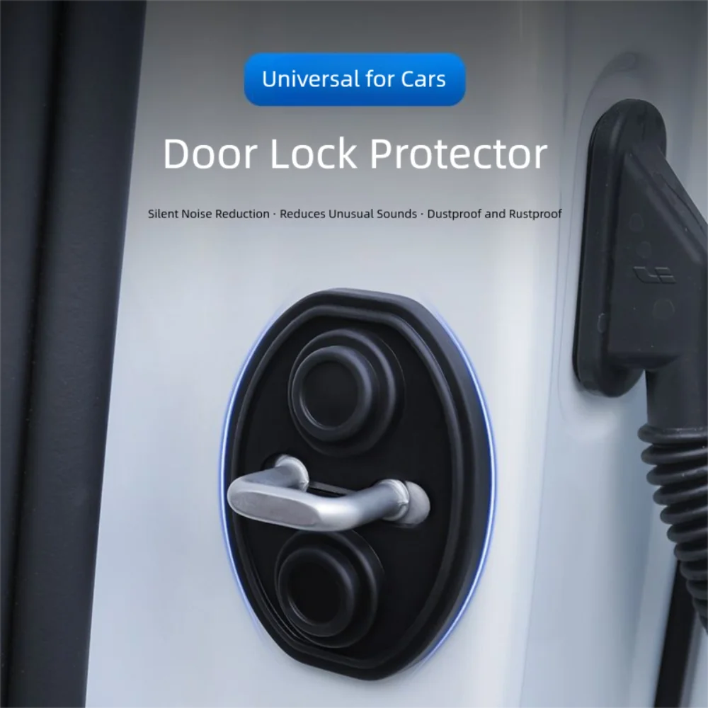 

4Pcs Anti-Collision Car Door Lock Buckle Cover Silicone Shock Absorption Car Door Closing Shockproof Cushion Buffering Pad