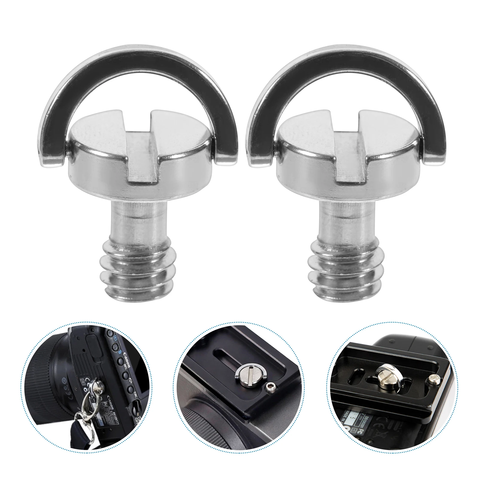 

5pcs Camera Mounting Screws 1/4 Inch D Ring Tripod Mount Adapter For Action Camera Screw Replacement Rustproof Nickel Plated