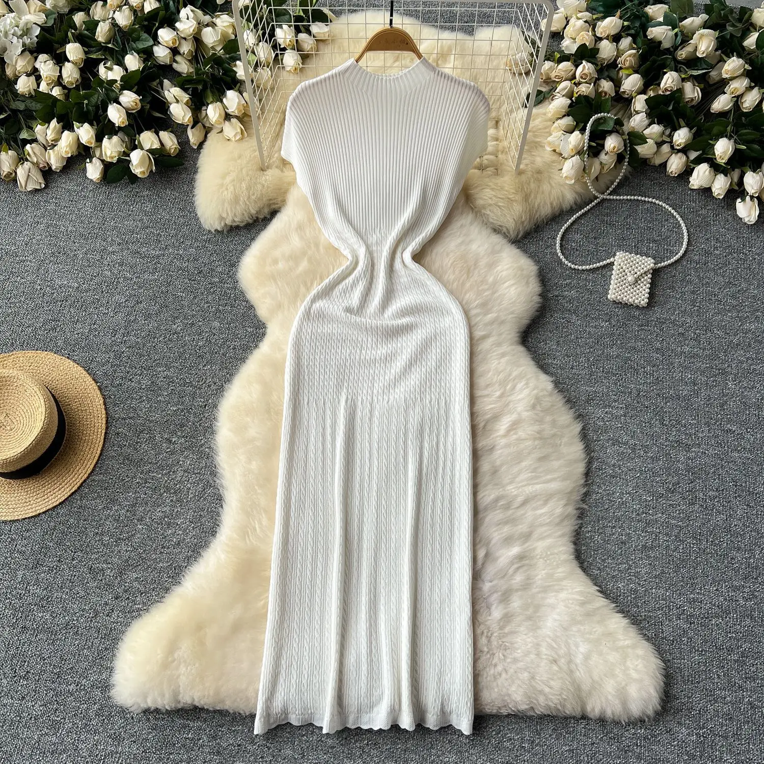 

Long Dress Women Dresses Sexy Sheath Vestidos Streetwear Bodycon Short Sleeve Elegant Splice Y2k Knitted Club Party Night 2025