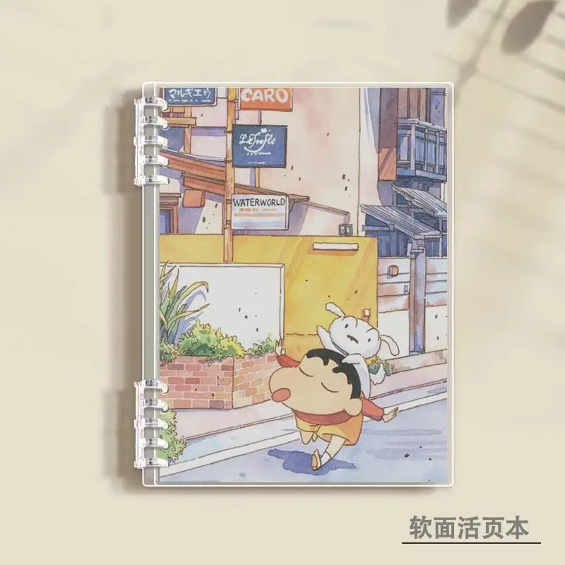 Crayon Shin chan Notebook A5 with snap button horizontal line B5, blank notebook, customized mesh, soft surface, waterproof