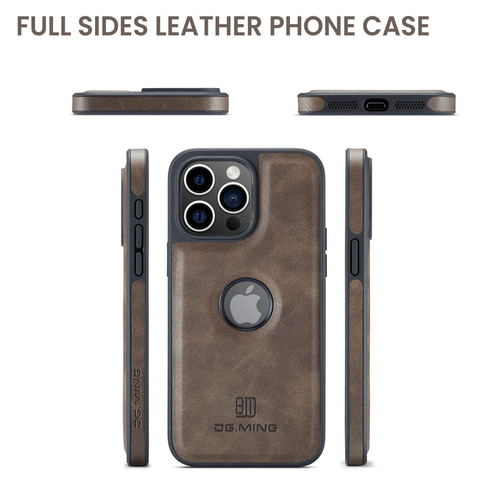 DG MING Strong Magnetic Phone Case For iPhone 11 12 13 14 15 Pro Max Plus Luxury Retro Leather Cover For iPhone 15 14 13 11 PM