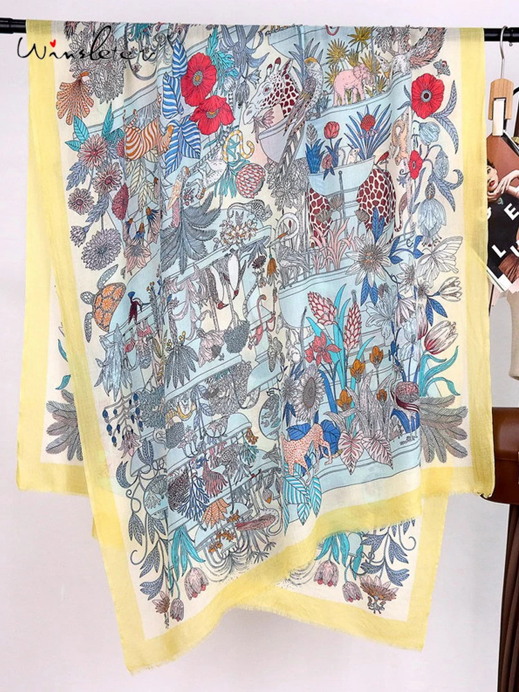 

Winsleter-Women 100%Wool Elegant Long Scarf, 200*100CM Print, Mom Gifts Fashion Casual Shawl Scarves, 2025 Autumn New A58513CC