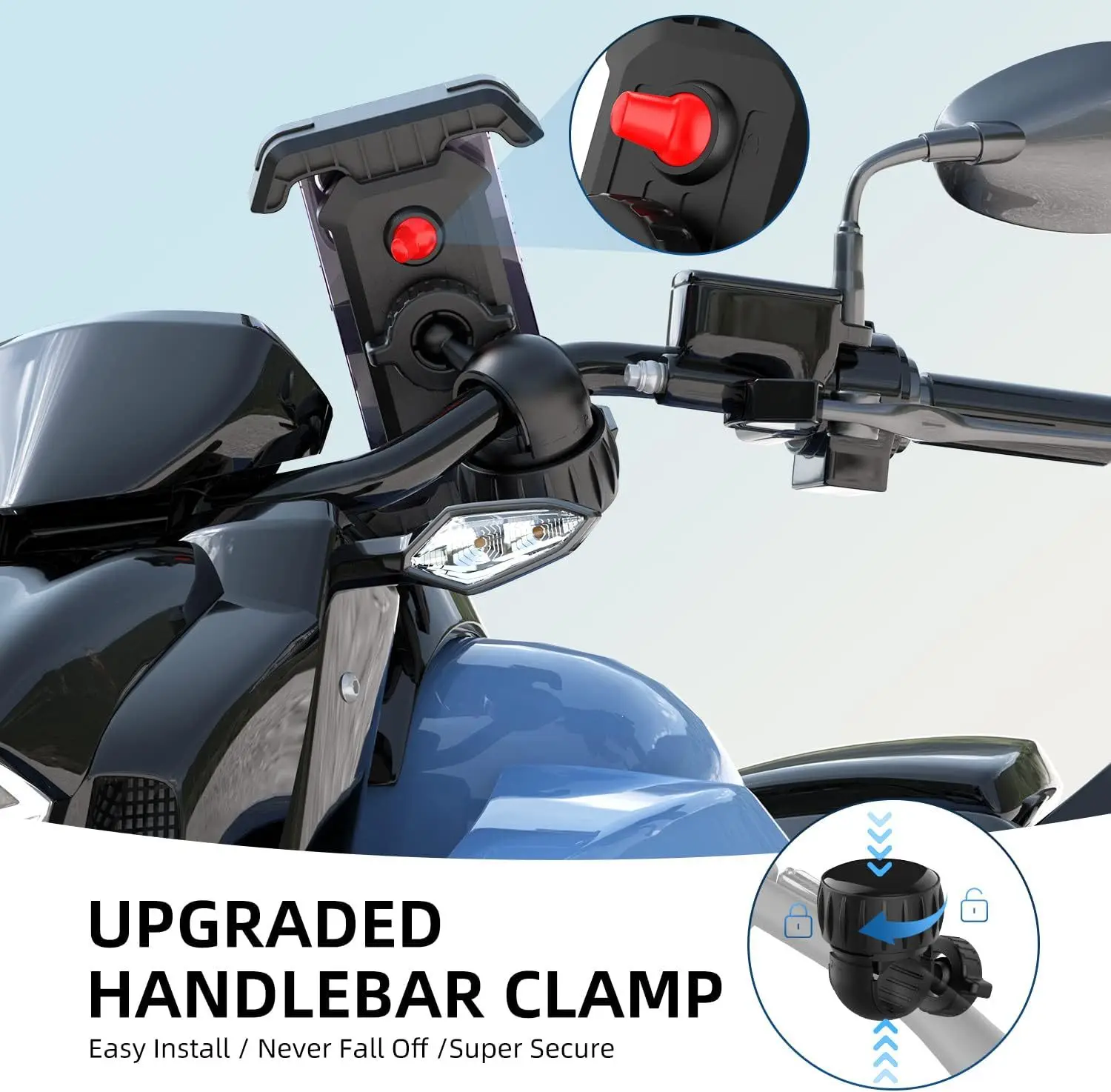 Fahrrad-Telefonhalter, universelle Motorrad-Handyhalterung, Roller-Telefon-Clip, 4,7 bis 7 Zoll, Smartphones für Fahrrad-Elektrofahrzeuge