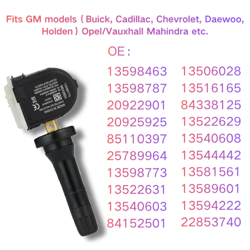 

OE 13598773 13506028 13544442 TPMS Sensor 433MHz Battery 4-5Yrs for Buick Enclave Encore Regal LaCrosse Envision 2013-2026