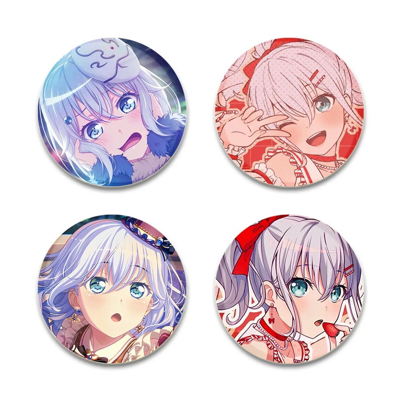 BanG Dream Kurata Mashiro Pins Handmade Brooches for Clothes Cartoon Cosplay Badge Backpack Decoration Jewelry Gifts Accessory