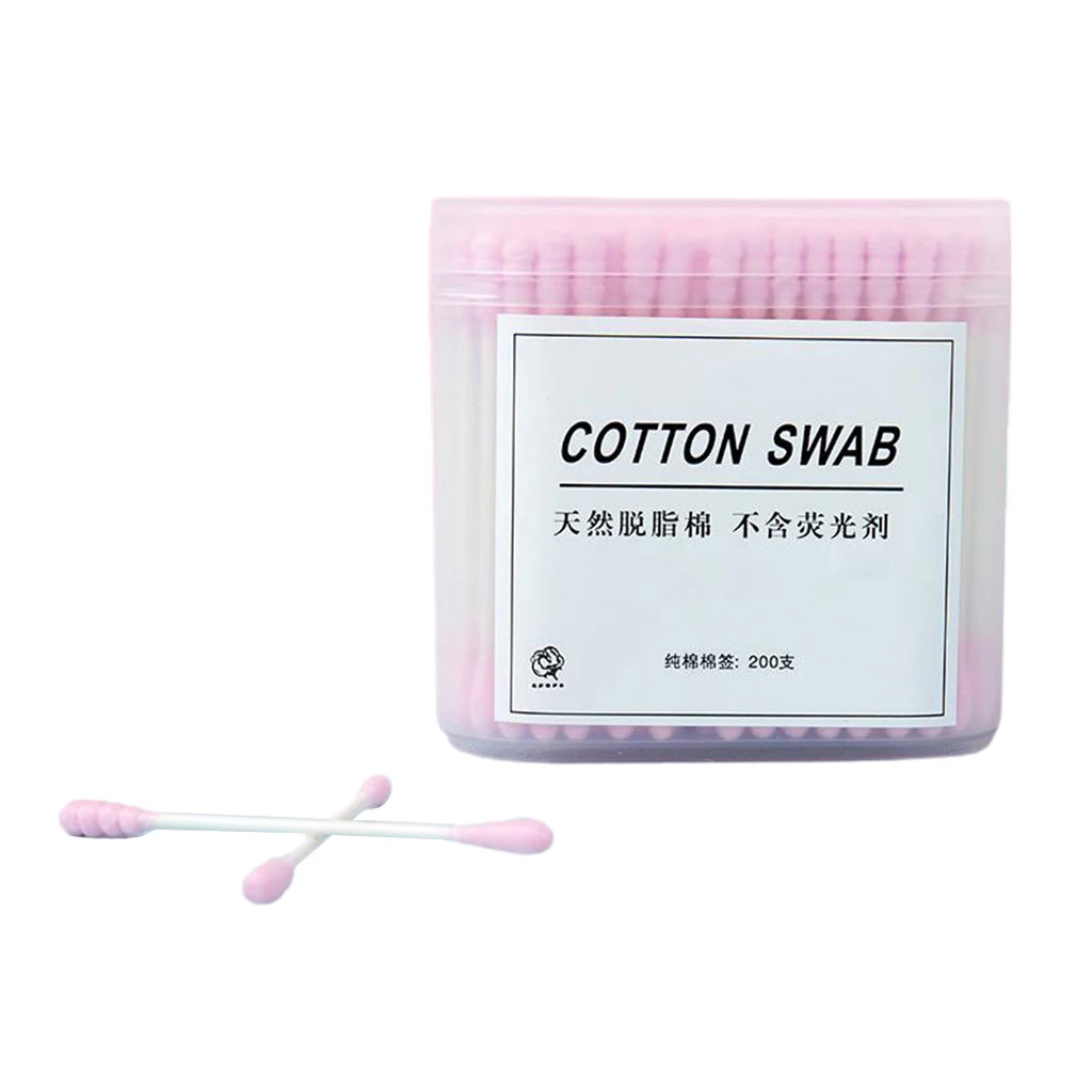 

200 Pieces Portable Double-Headed Swabs Ear Easy to Clean Bud Stick