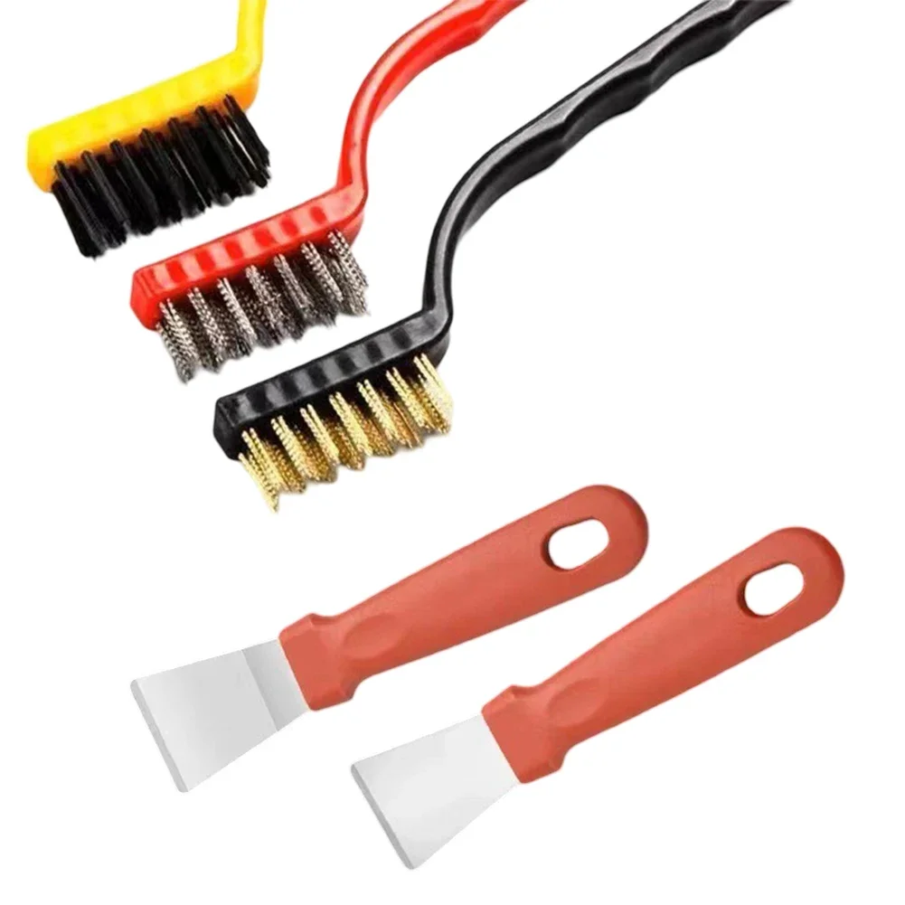 Ensemble de brosses métalliques en acier inoxydable, grattoir à mastic, ensemble de brosses métalliques en laiton et nylon, outil de nettoyage de pelle longue durée