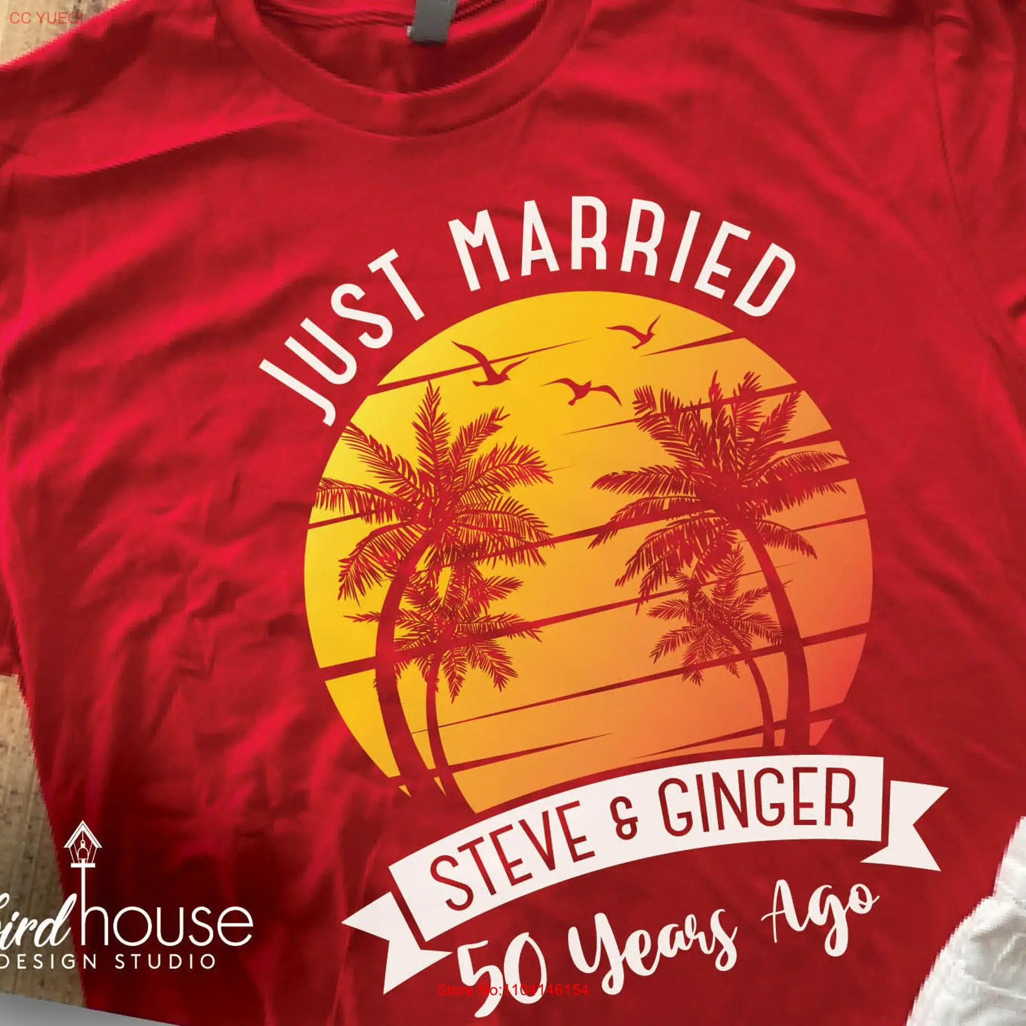 Just Married 50 Years Ago Personalized Group T Shirt Family Trip shirts Pick any 2 Colors Cruising cute graphic tees