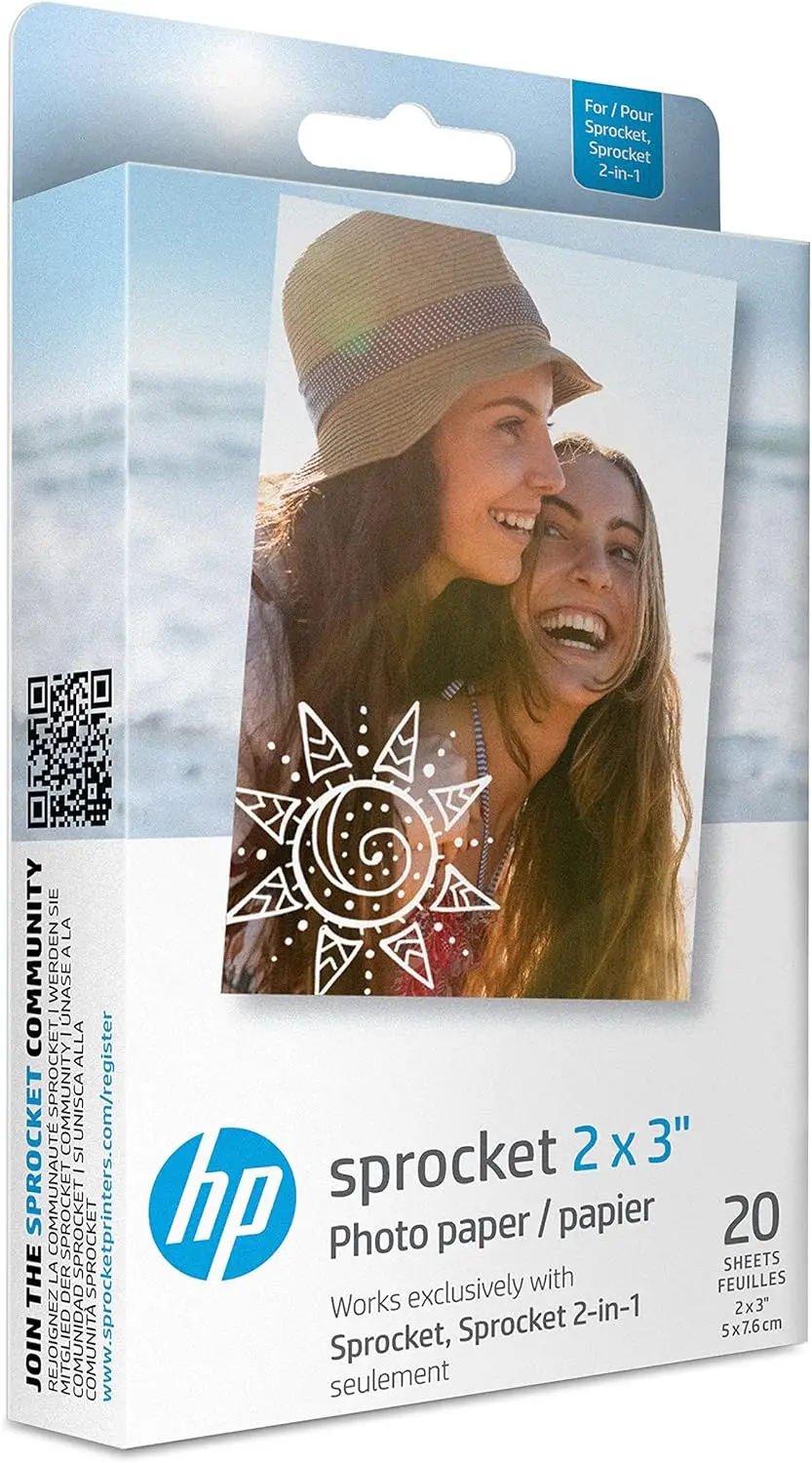 

Фотобумага Premium Zink Sticky Back, 20 листов, совместима с принтерами Sprocket для моментальных фото