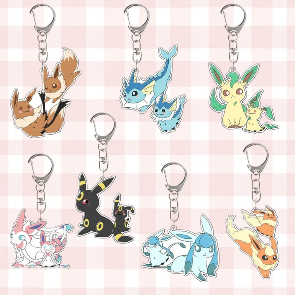 

Eevee Flareon Umbreon Sylveon Leafeon Glaceon for Pokemon Anime Self Made Acrylic Keychain Pendant Decoration Festival Gift