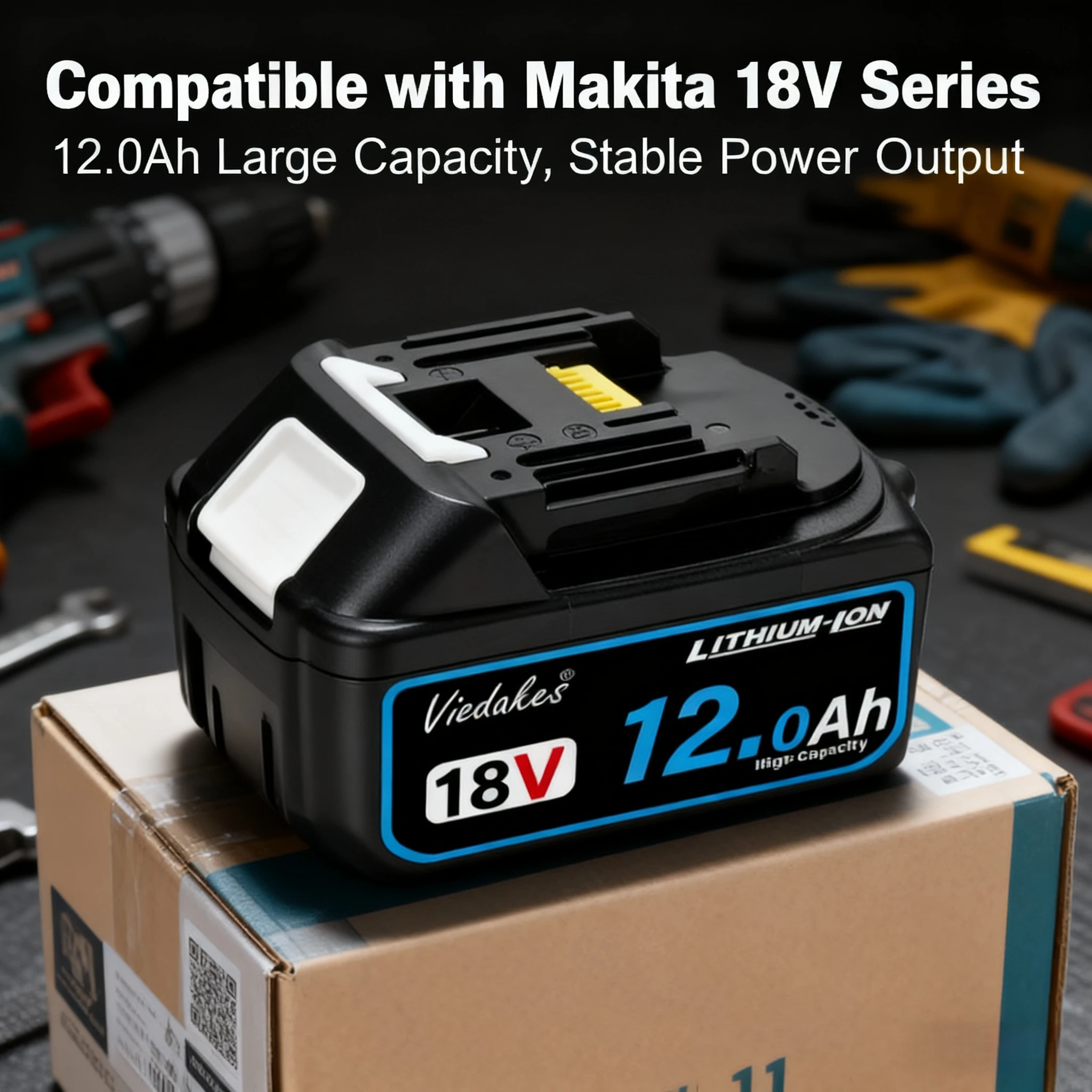 

️New 18V 8.0Ah/10.Ah/12.0Ah Rechargeablel tool Battery, Lithium-Ion Replace for Makita drill DTW700 DGA404 DDF487 DHR202