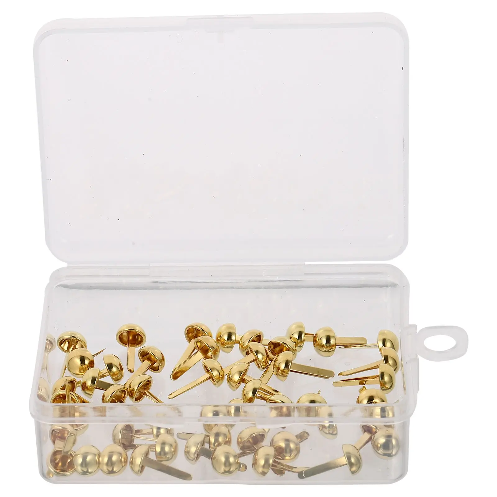 

50 Pcs Metal Round Head Tacks 8MM Gold Color Two-legged Nails for DIY Kids Crafts Scrapbook Supplies Nails