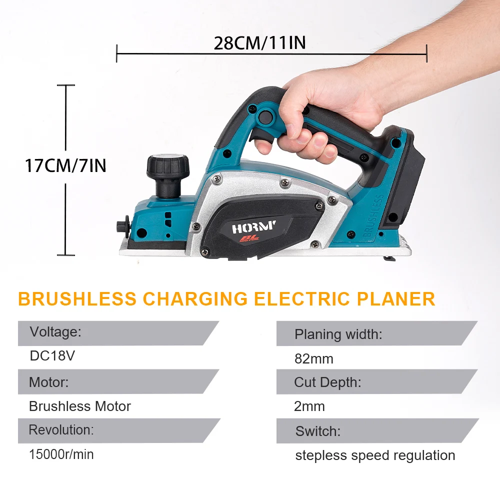 Brushless Electric Planer 15000RPM Cordless Handheld Cutting Tool Woodworking Trimmer Milling Engraving Tool For Makita Battery