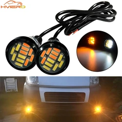 2X23mm 4014 12Smd Kartal Göz Dönüş Sinyali Beyaz Sarı Gün Işığı Su Geçirmez Drl Sis Lambası Farları Spot Yedekleme Araba Motor Led