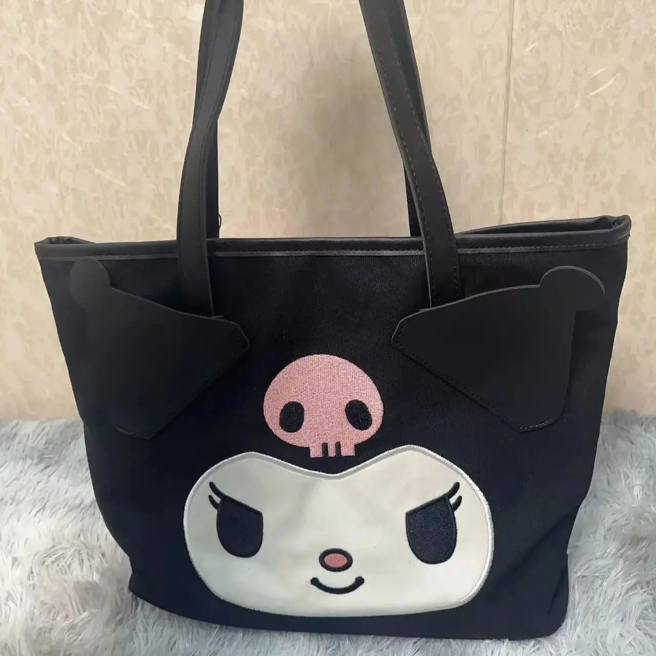 Sanrio Kulomi Hellokitty Tote bag large Capacity Canvas bag female cute cartoon portable Shoulder bag y2k Valentine\'s Day Gift