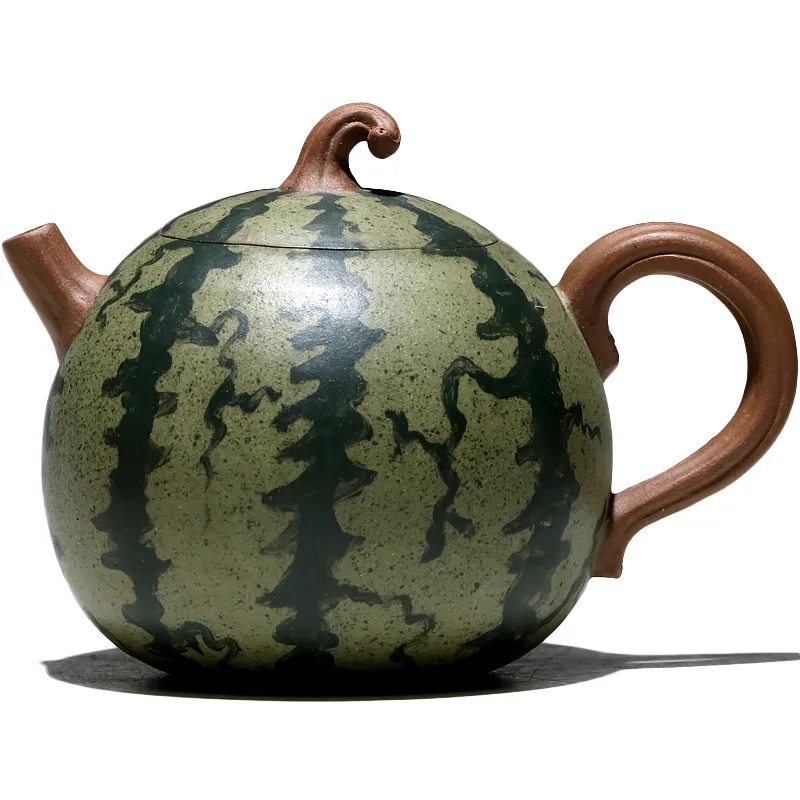 

Zisha Teapot Pure Handmade Teapot Bionic Device Segment Mud Watermelon Pot Egg-Shell Porcelain Home Use Set 160cc