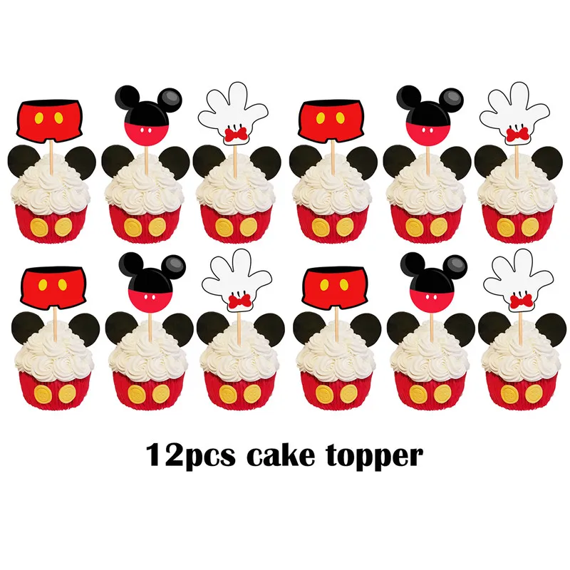 Disney Party Decorative Products Cartoon Print Cute Mickey Mouse Theme Children's Birthday Flag Cake with Holiday Decoration