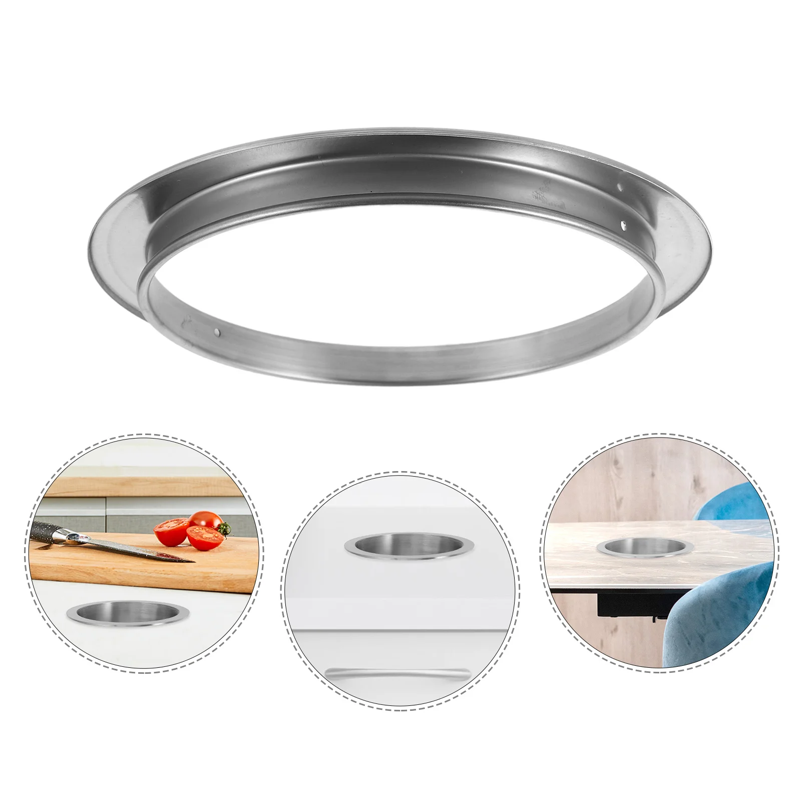 

Trash Grommet Stainless Steel Countertop Embedded Trash Can Lid Ring Kitchen Cabinet Recessed Wastebasket Cover 23.8cm Space