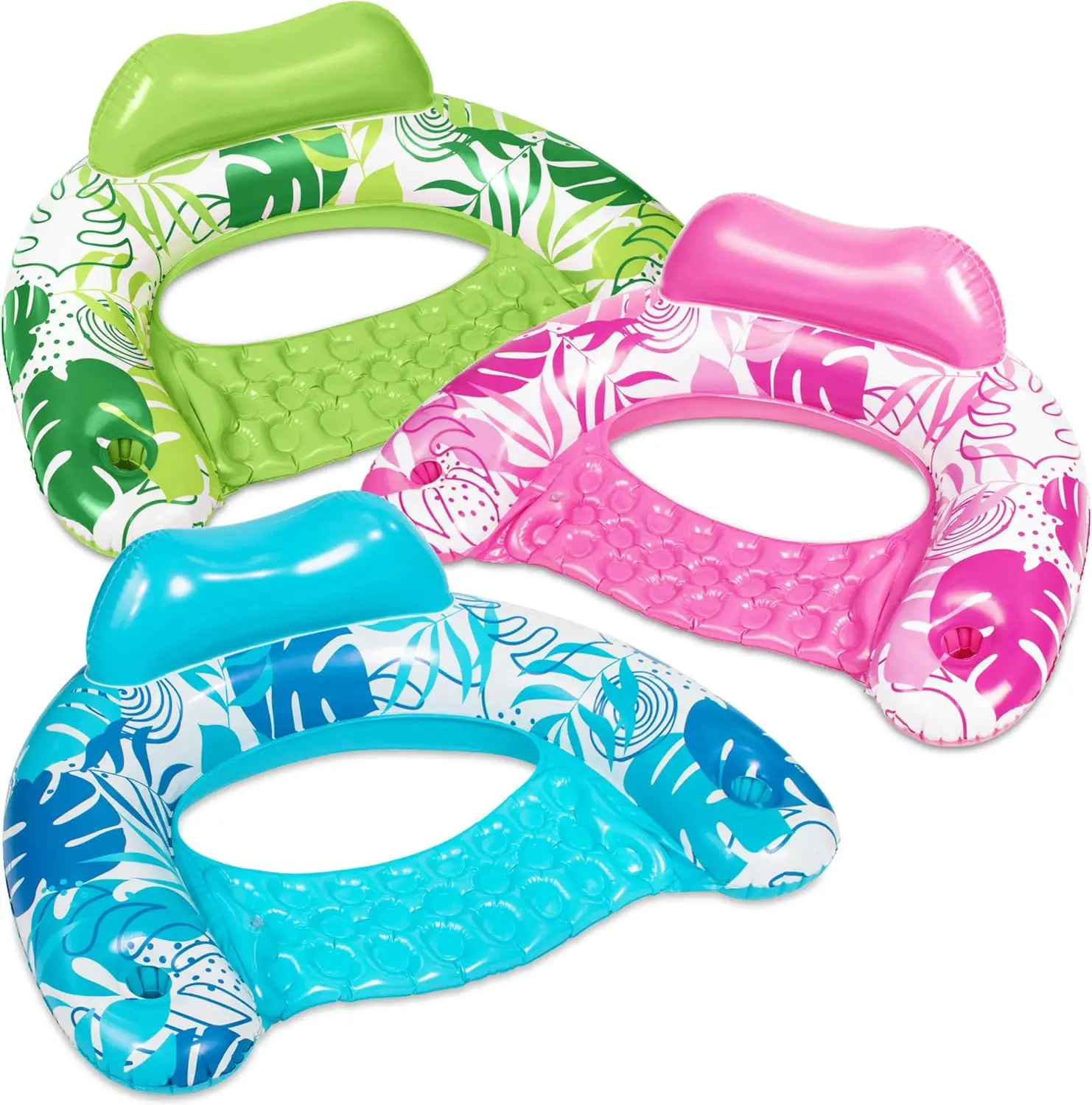 

Inflatable Pool Floats Adult, Pool Chairs with Cup Holders,Blow up Floats Chair,Hammock Noodle Mat Leaves Design for Relax