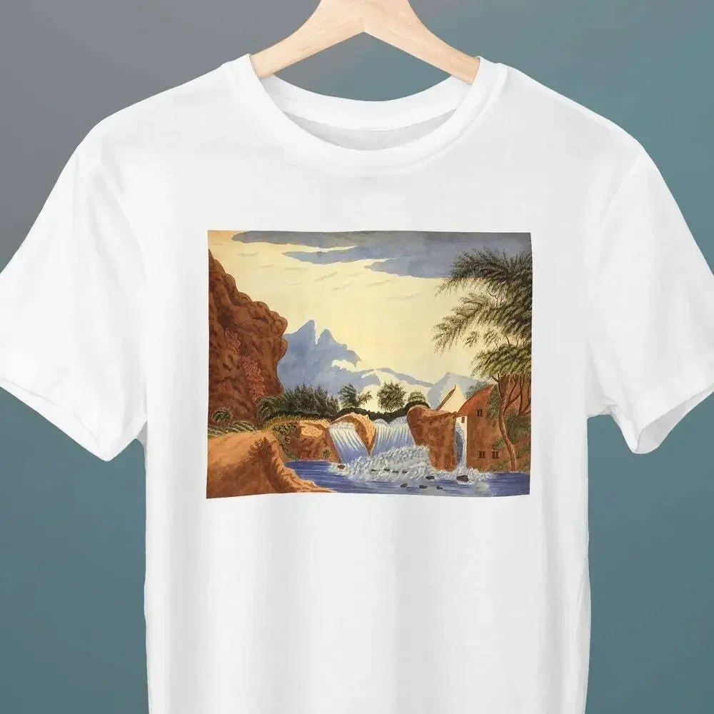 

Mountain Scene And Waterwheel, Fine Art, Mountains T-Shirt