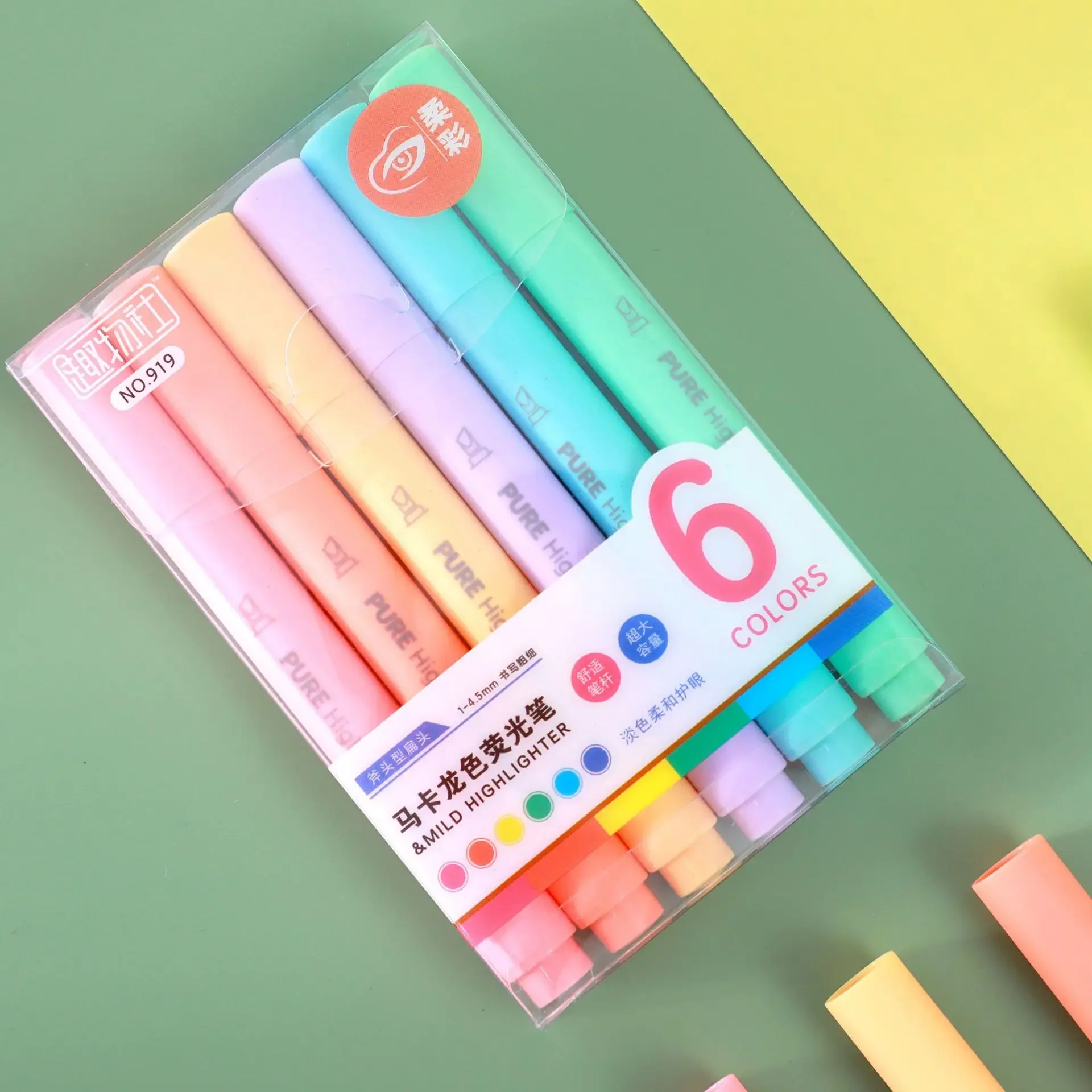 6Pcs/set Pastel Color Macaron Highlighter Pen Marker Pens Fluorescent Pen Drawing Highlighters Cute Stationery School Supplies