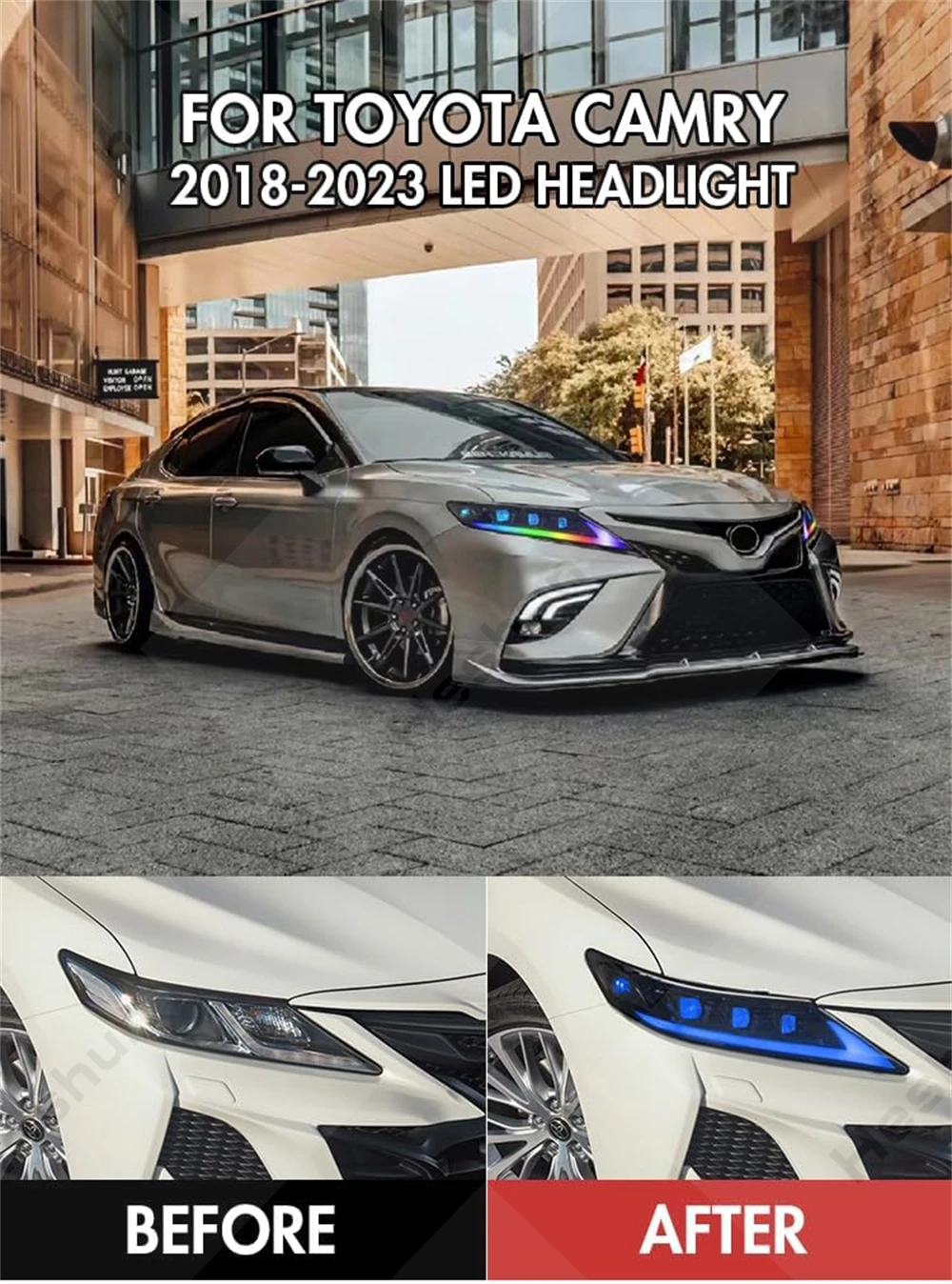 LED Head Light Assembly para Toyota Camry 2018-2023, Olho de Demônio, 8ª Geração, LE, SE, XLE, XSE, XSE, TRD, Montagem da lâmpada frontal