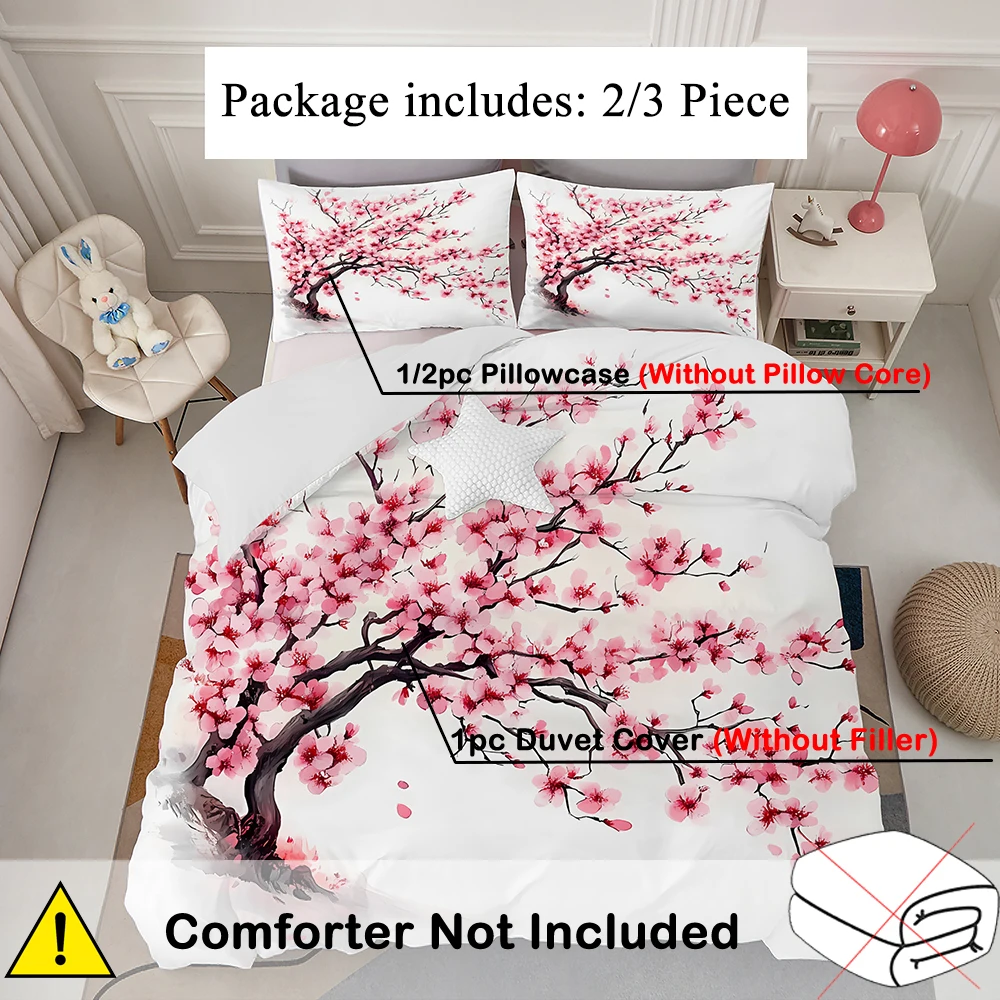 

Japanese Mount Fuji Sakura Tree Flower 3D Printed Quilt Cover Sets Fashion Art Exquisite Home Textiles Duvet Cover Pillowcases