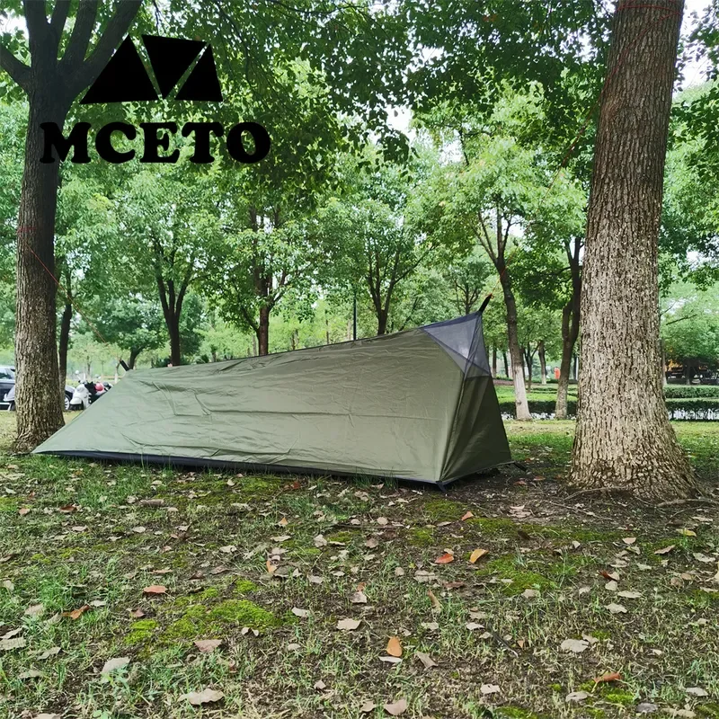 MCETO Hidden Forest Outdoor Rodless A Shape Camping Sleeping Bag Tent with Mosquito Net Ultra Light Portable Equipment