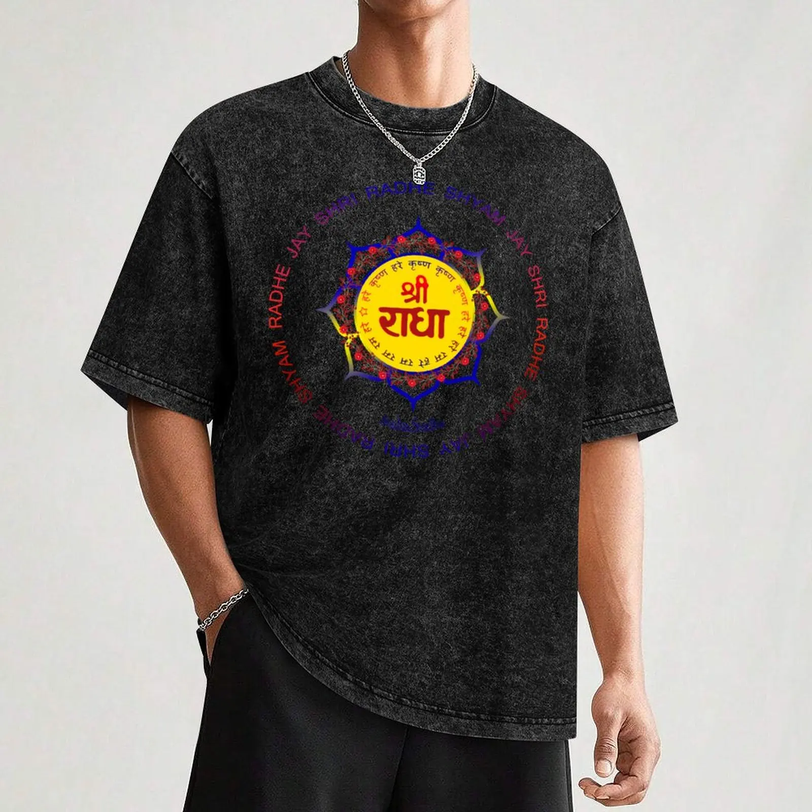 Sanskrit Shri Radha Unique Art T-Shirt Mechanic Work Tee Shirt