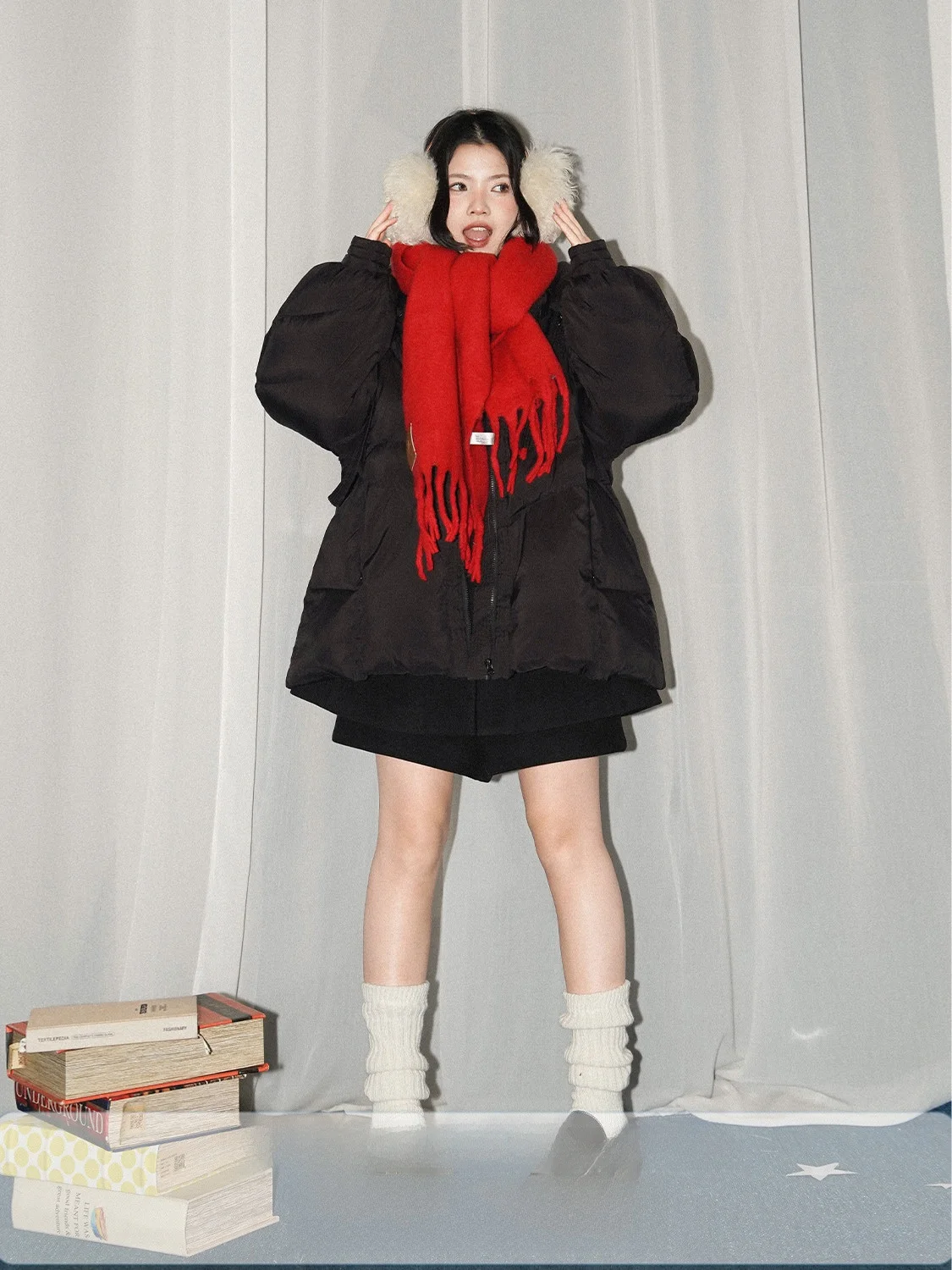 

JINGU Soft Hug Fce down Jaet Съемная шапка Свободного кроя с воротником-стойкой Повседневное женское зимнее пальто с застежкой-молнией Длинное ...