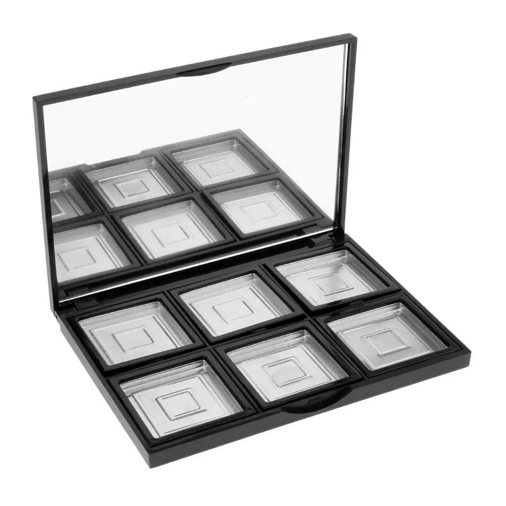 Palette di vaschette per trucco vuote nere a 6 slot con padelle rossetto in polvere per ombretti Blush