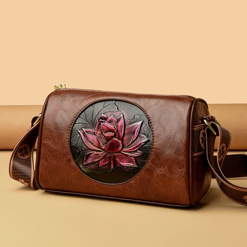 Casual Women Handbag Soft Leather Shoulder Crossbody Bags for Women New Fashion Print Ladies Messenger Tote Bag Sac A Main