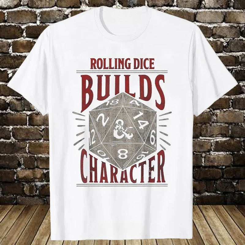 Streetwear Gifts T-shirt Men Cotton Retro Vintage ADHD&D Roll for Concentration Gamer  DM RPG Dice Dragon T Shirt