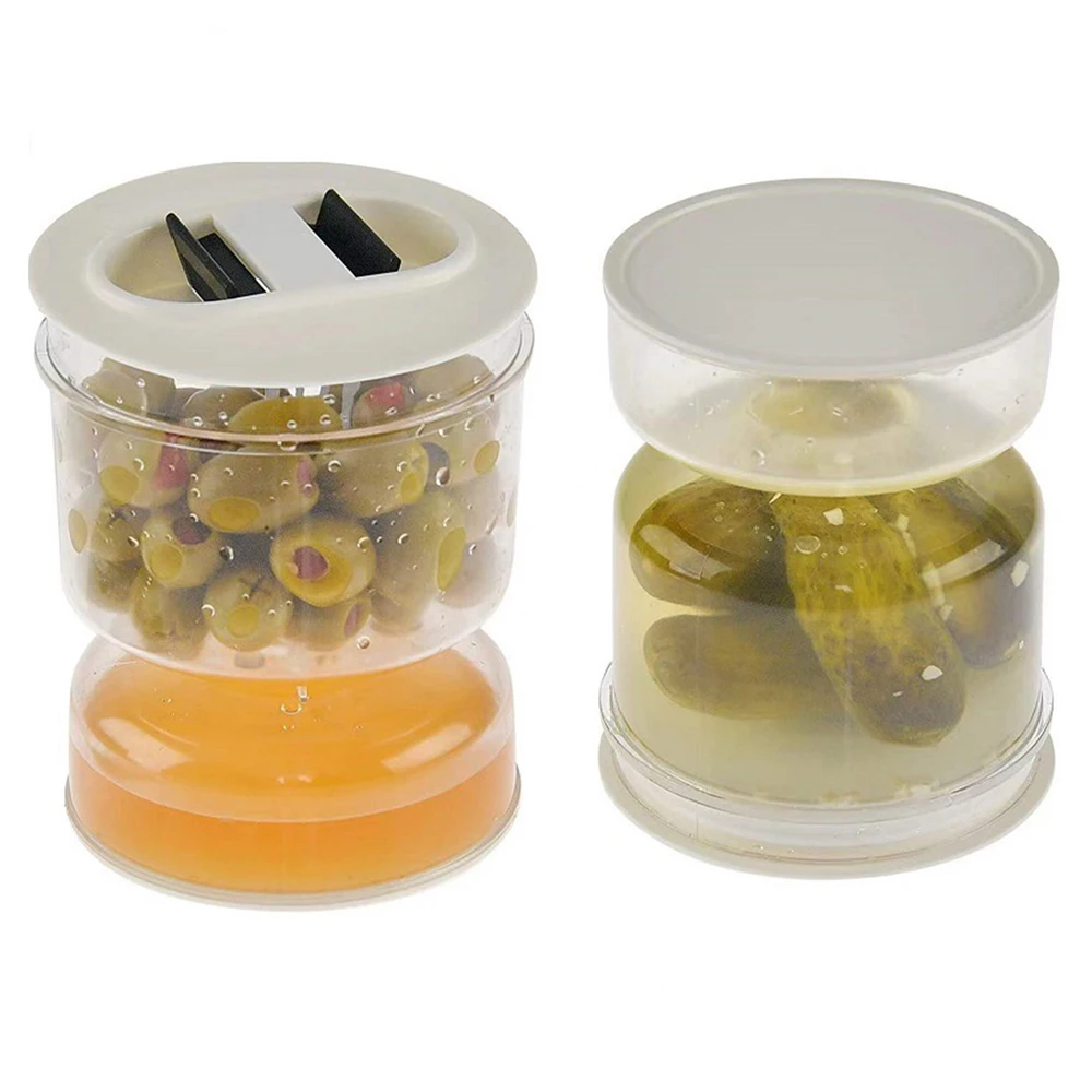 Pickles Jar Dry and Wet Dispenser Pickle and Olives Hourglass Jar Cucumber Container for Kitchen Juice Separator Tools