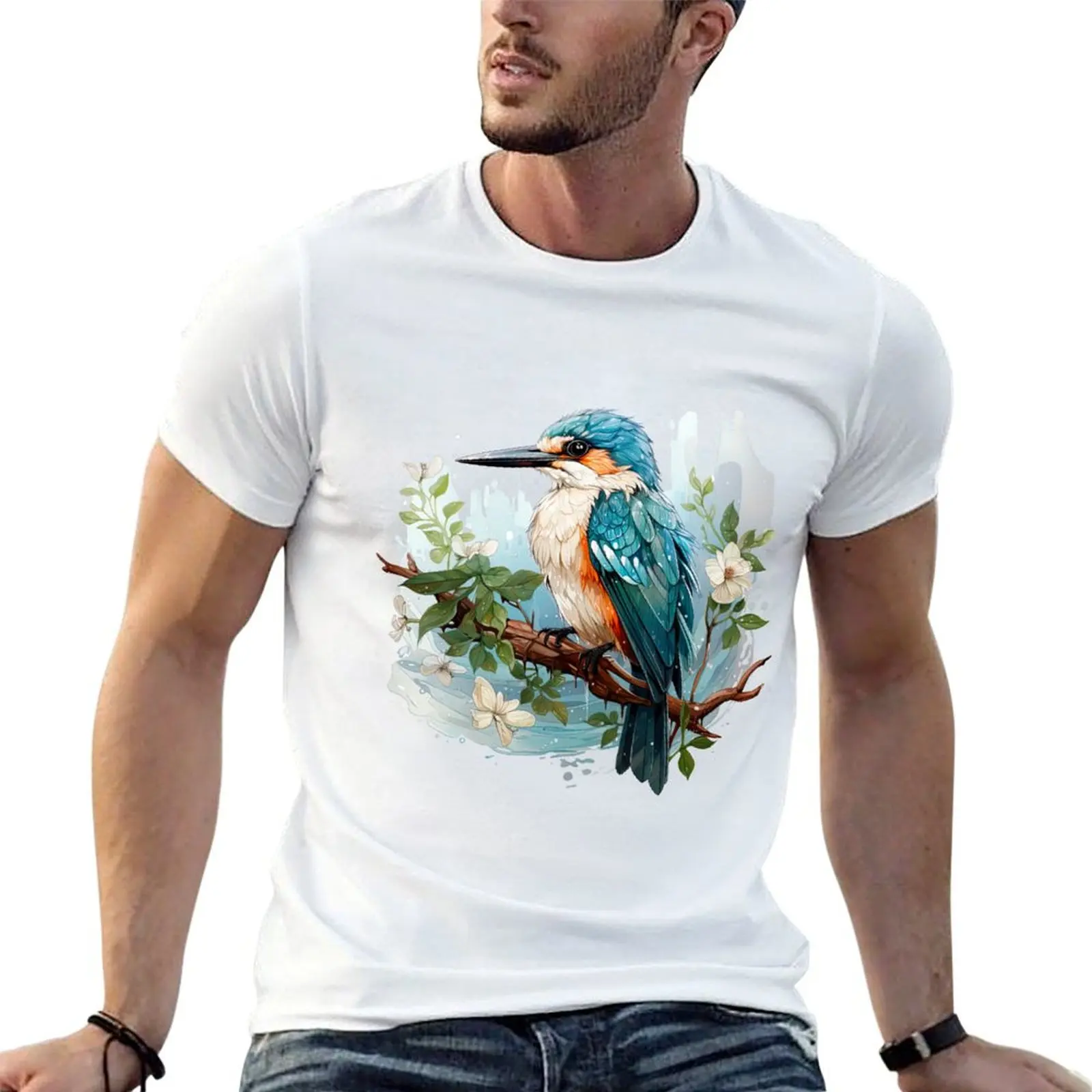 

cotton t for brand tees shirt luxury men T-Shirt Kingfisher 100% shirts man graphic t