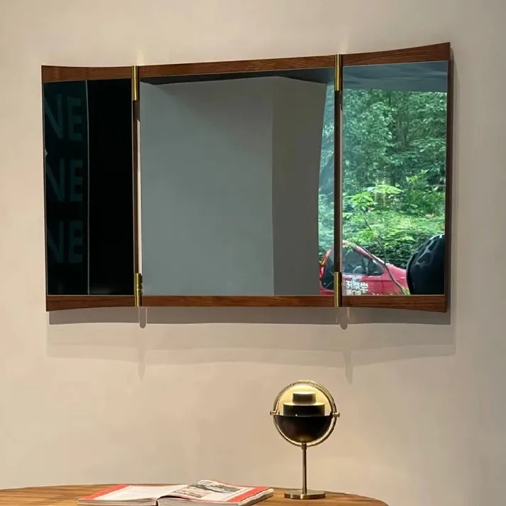 European Creative Tri Folding Makeup Mirror French Classic Wall Mounted Vanity Mirror Desktop Cosmetic Mirror Bedroom Home Use