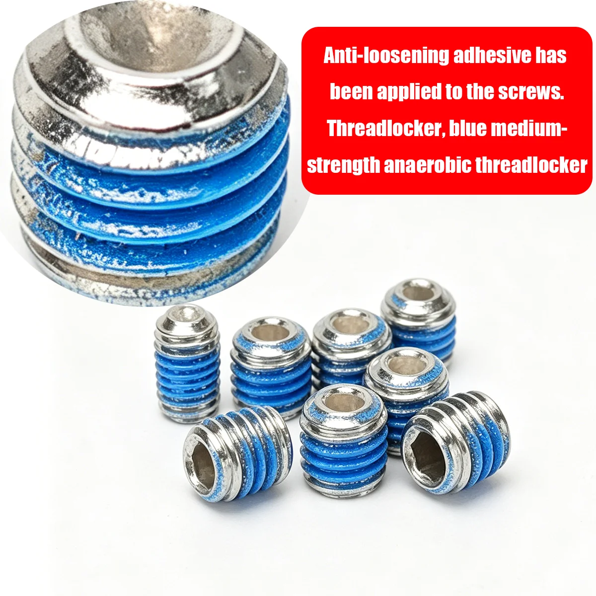 180pcs Stainless Steel Pre-coated Anaerobic Adhesive Set Screws, M3-M8 Socket Head Cap Screws, with Anti-loosening Function.