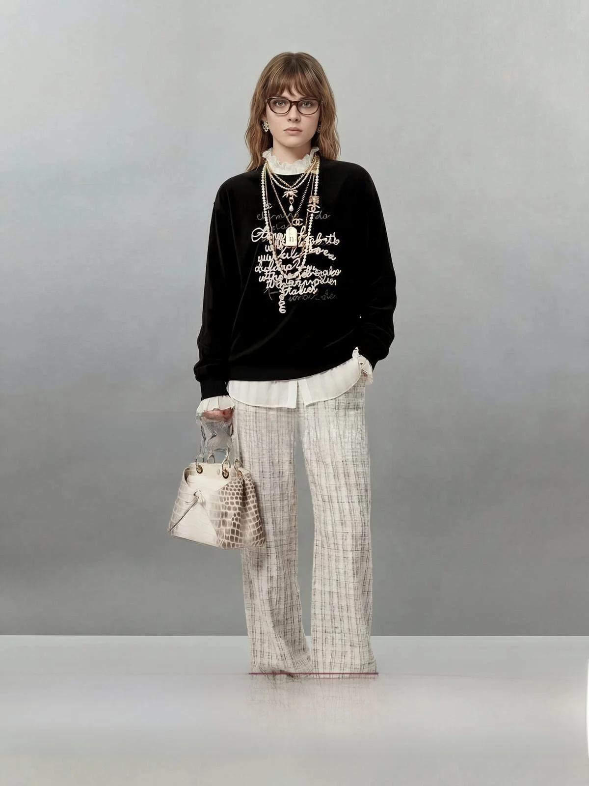 

Bla Long Sve T-irt Women's round Ne Letter Print Versatile Uncle Commute Sle Loose Fit Knitted Fabric