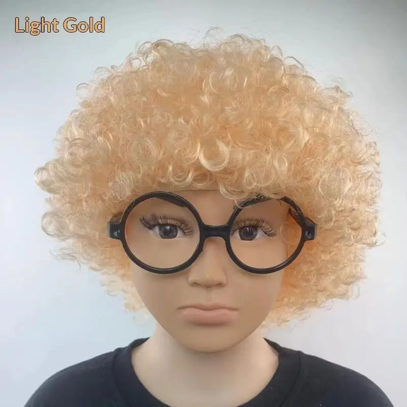 Gift Various Coloured Props Clown Cosplay Football Fans Black Afro Curly Wig Synthetic Wigs Curly Hair Children/Adults Dressing