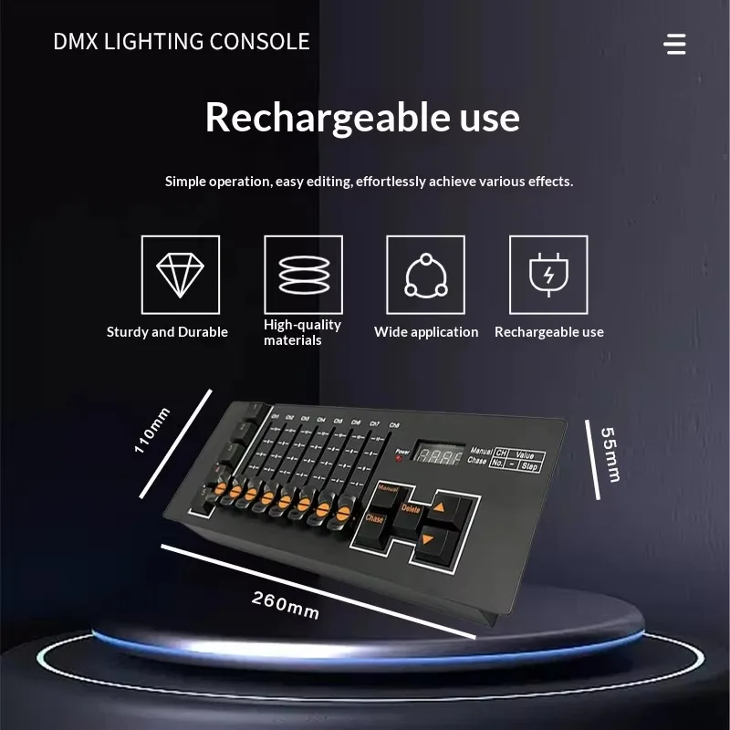 Mini contrôleur DJ DMX512 rechargeable 40 canaux, console type C, pour scène, discothèque, mariage, fête