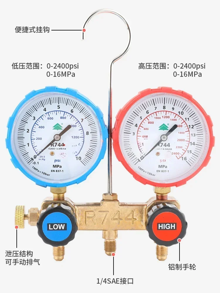 Carbon Dioxide Fluorometer Hs-r744 Pressure Gauge Co2 Refrigerant Table Group Snow Air Conditioning Liquid Meter